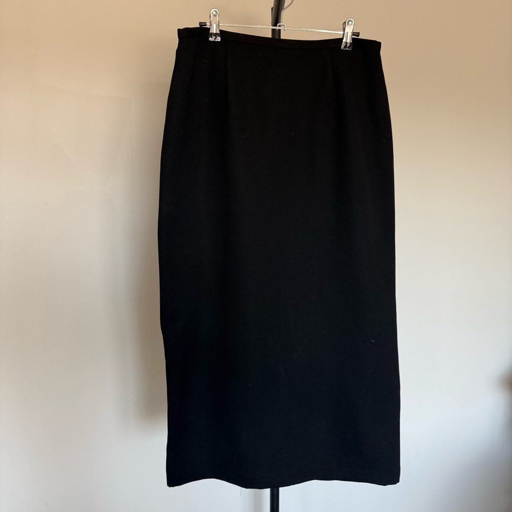 Emma James Black Midi Pencil Skirt 12P High Waisted Classic Workwear Easential